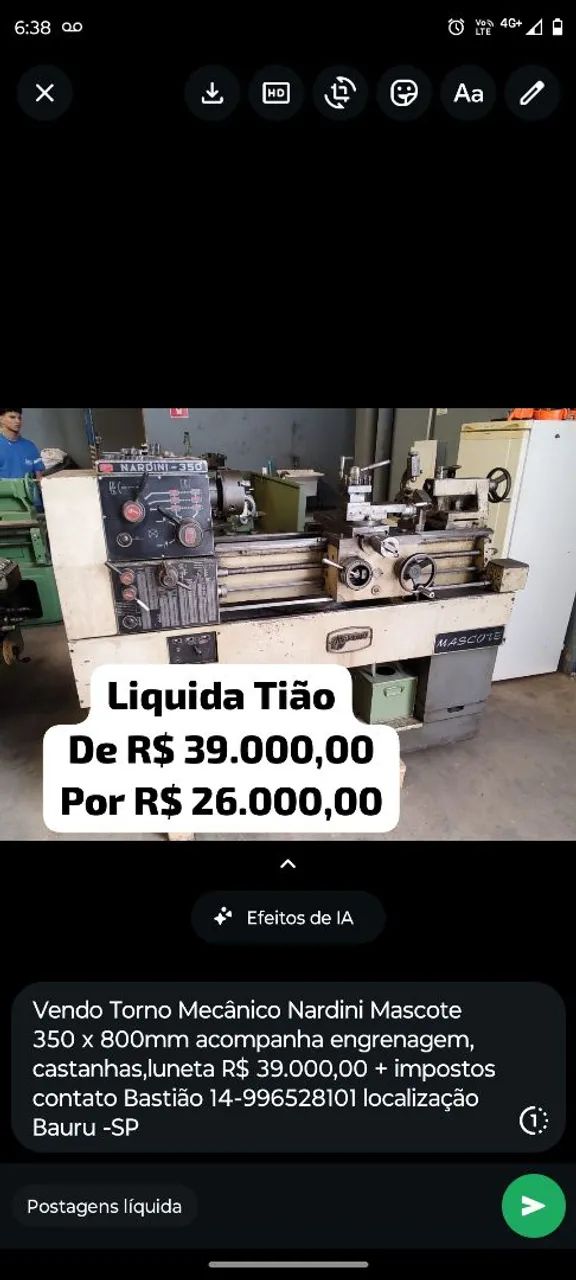 Torno mascote Nardini 350