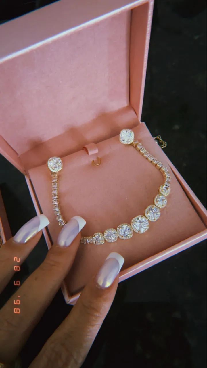 Conjunto choker e brinco zircônia de cristal 