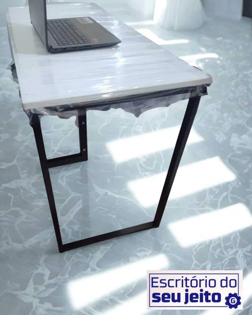 Birô REFORÇADA NOVA 1,1m Mesa Industrial Multiuso Computador Notebook Estudo Escritório - Foto 3