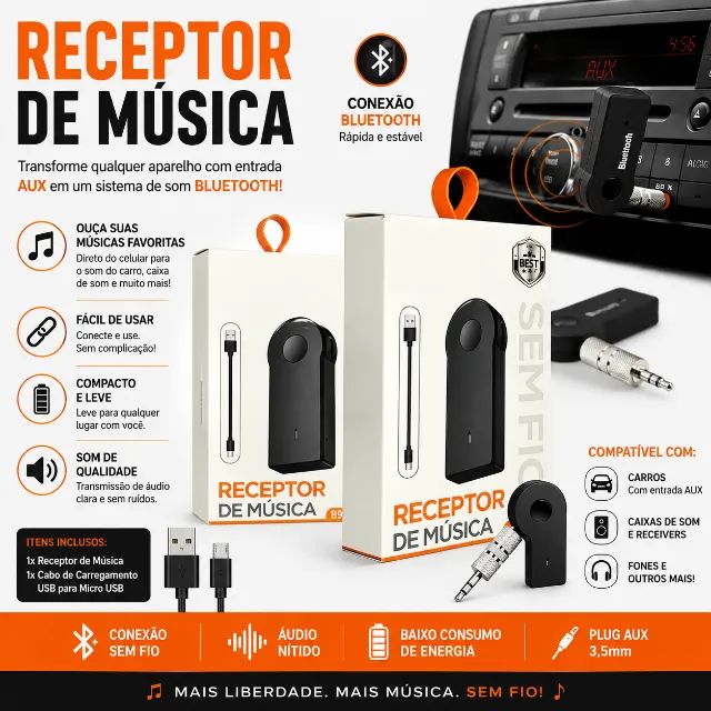 Receptor Bluetooth P2 Auxiliar - Permite transmitir áudio via Bluetooth
