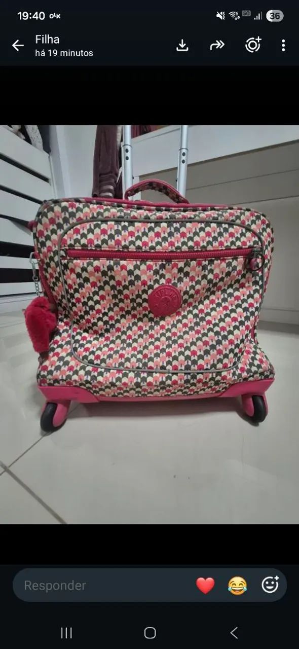 Mochila Kipling Zea/New  original, estampada com rodinhas