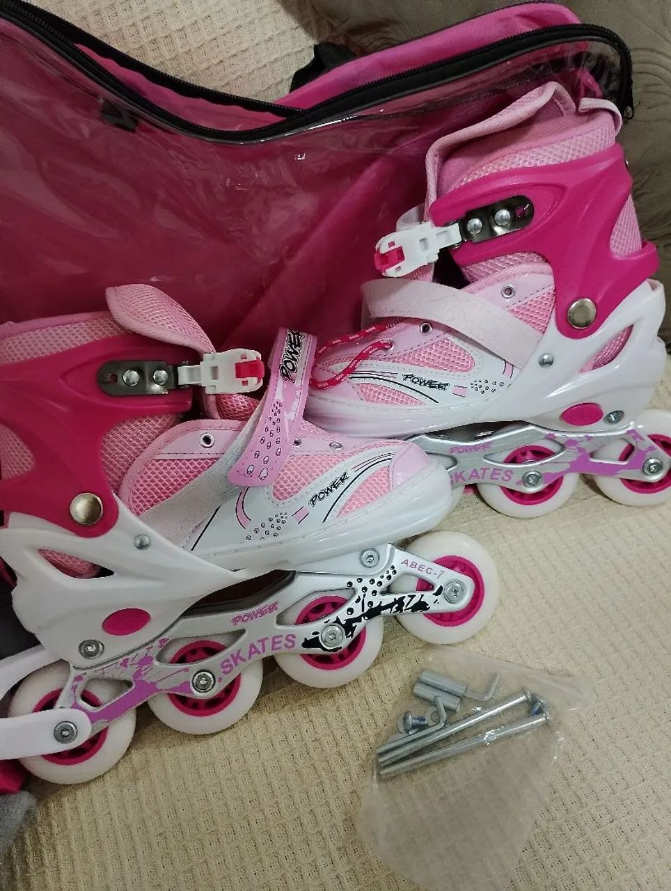 Patins, rosa e branco, n° 34/37 - Foto 2