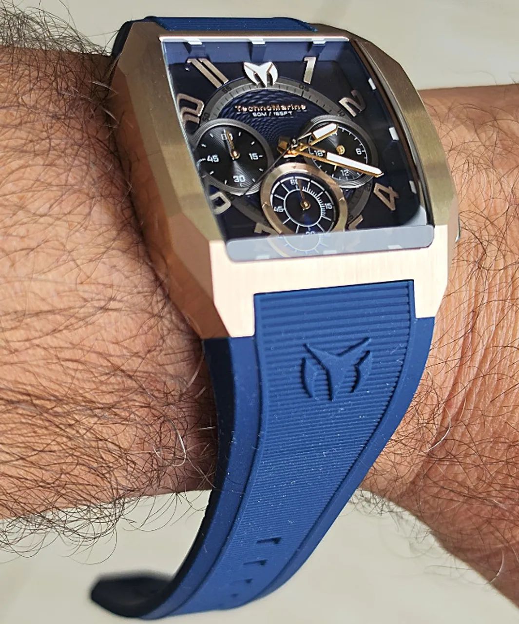 Relógio TechnoMarine Aqua Quadrant Rosé Azul - Foto 3