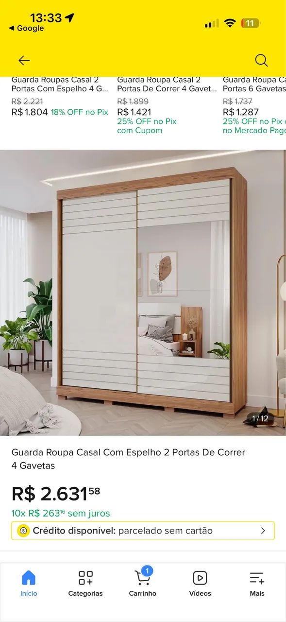 Guarda Roupa Casal com espelho