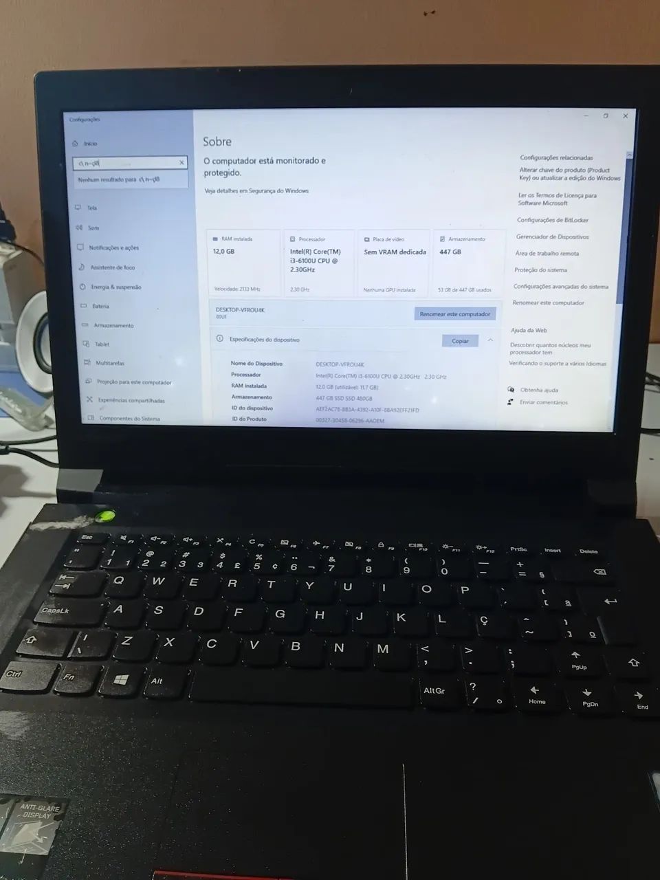 Notebook Lenovo I3 6 geração 