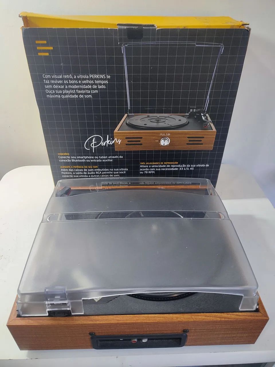 Toca discos Vitrola Retrô Pulse Bluetooth com caixa e nota fiscal agulha zero km  - Foto 3