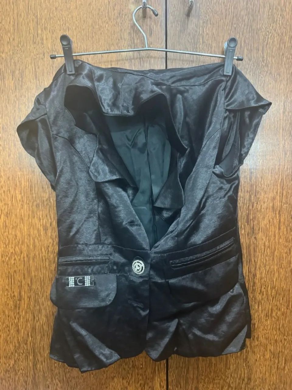 blusa feminina check preta - Foto 2