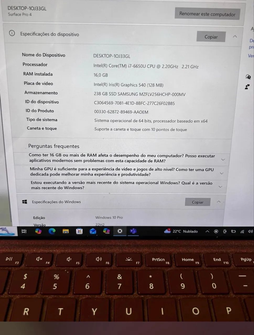 Microsoft Surface Pro 4 i7 16GB RAM 256GB SSD + Teclado - Foto 4