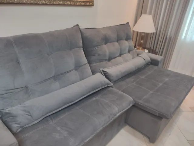 Sofá Retrátil e Reclinável Cinza Escuro 2 Lugares - Foto 2