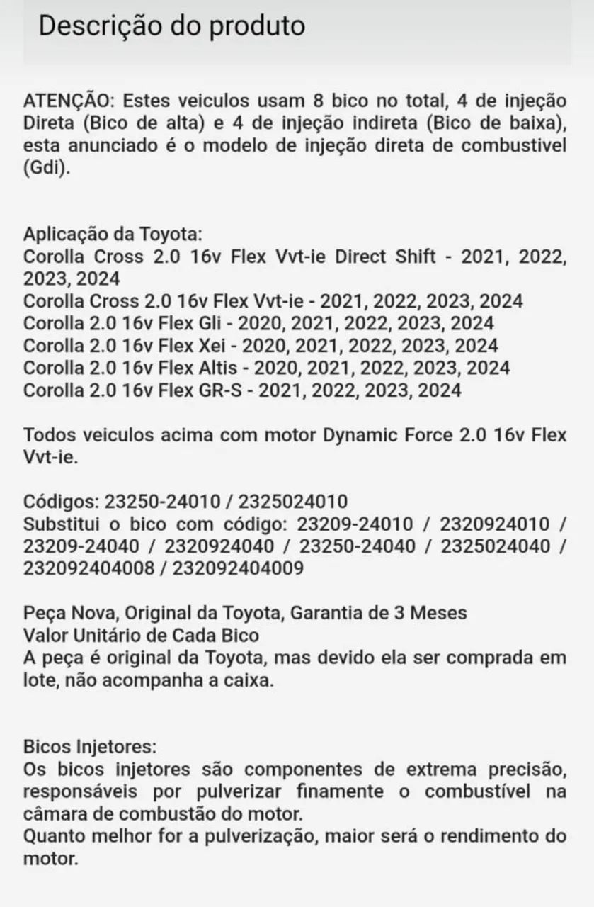 Bico Toyota Corolla injeção Direta  - Foto 5