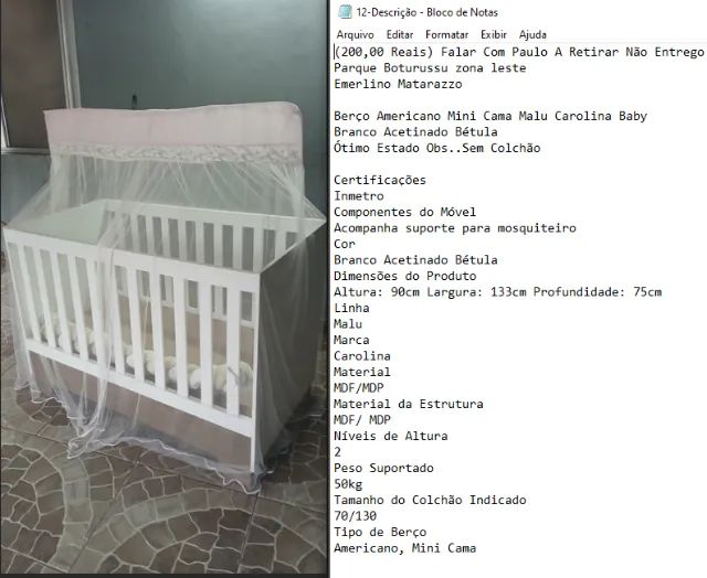 Berço Mini Cama Malu Branco obs..Sem Colchão  Todas Informações Na Descrição (Leia Por Fav - Foto 3