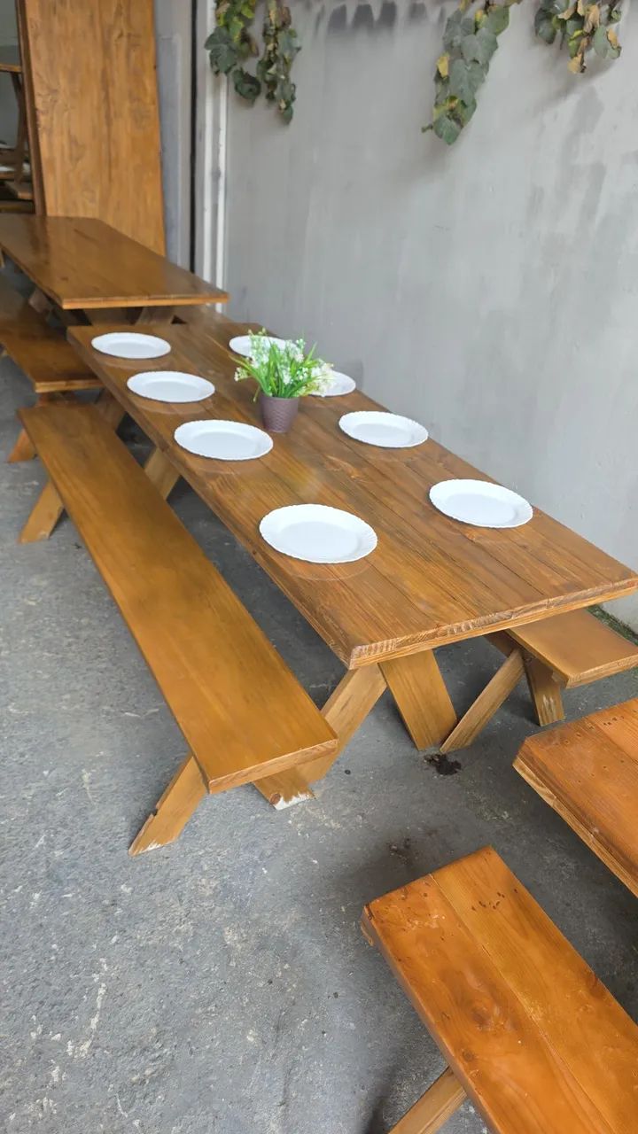 Mesa nova rústica para área gourmet área churrasco  - Foto 3