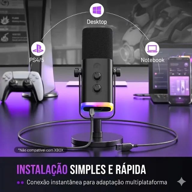 Microfone Dinamico Fifine AM8 - RGB - XLR - USB - Foto 4