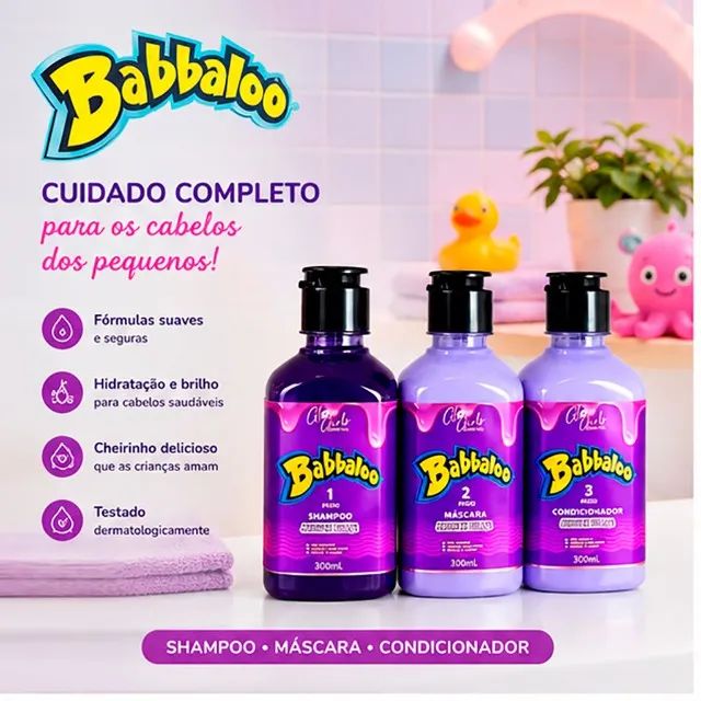 Kit Shampoo, Máscara e Condicionador Babbaloo Uva - CM0037 - Foto 3