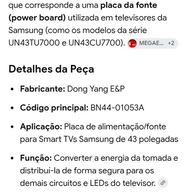 Placa principal e placa de energia tv Samsung 43 polegadas 3in1 - Foto 2