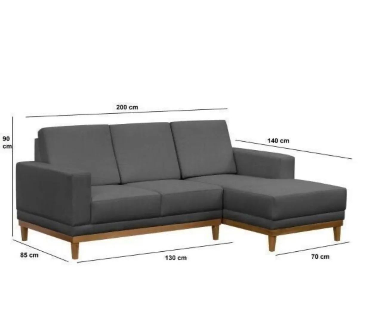Sofá 3 lugares com chaise cinza  - Foto 4