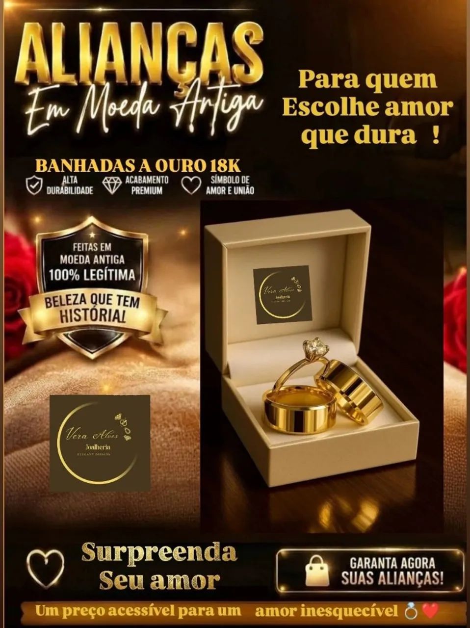 Kit casamento alianças de moeda antiga 