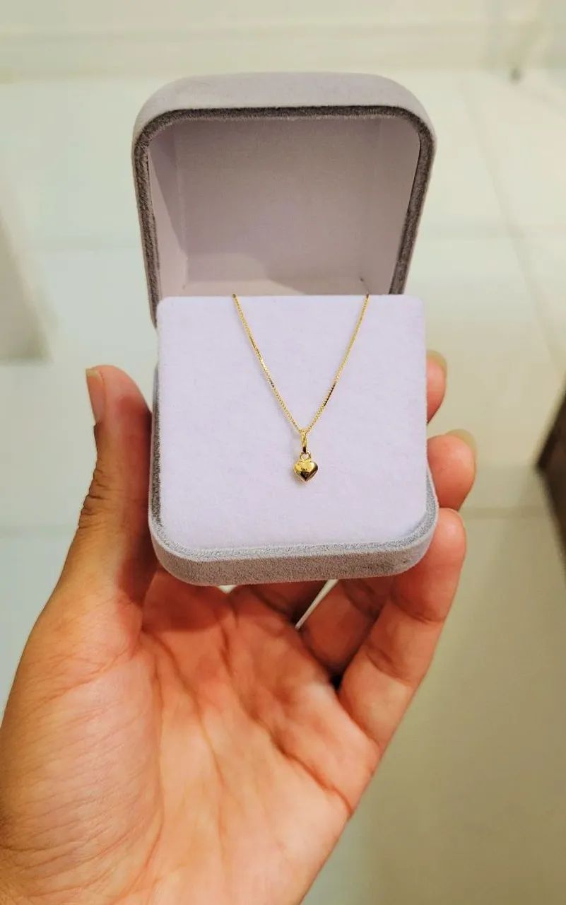 PROMO! Gargantilha Pingente Coração em Ouro - Foto 3