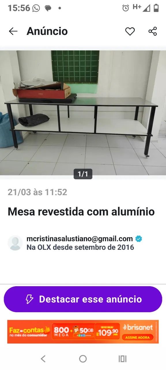 Mesa de ferro revestida com aluminio