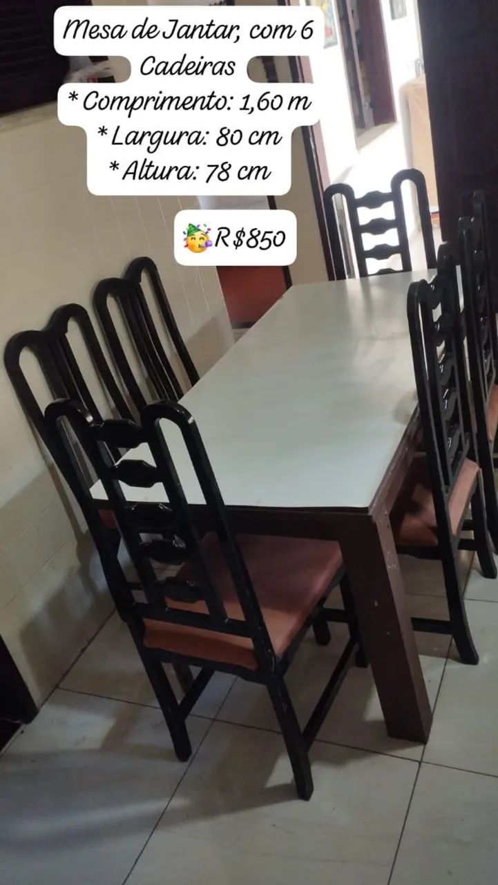 Mesa de jantar com 6 cadeiras