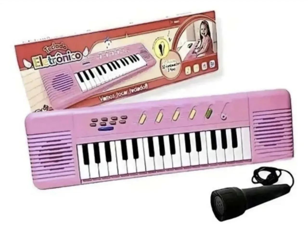 Tecladinho infantil com microfone com 32 teclas 