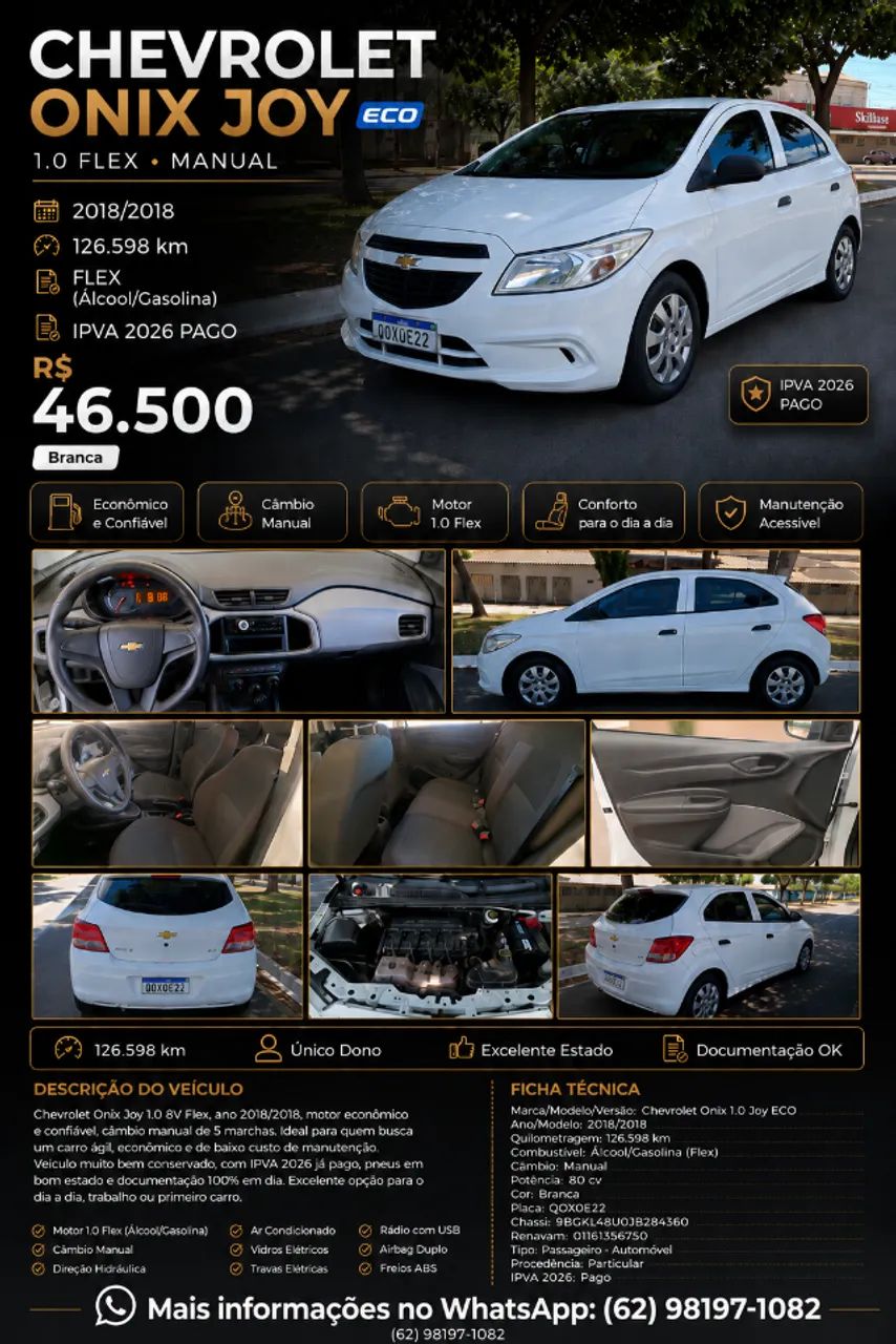Chevrolet Onix ONIX HATCH Joy 1.0 8V Flex 5p Mec. 2018