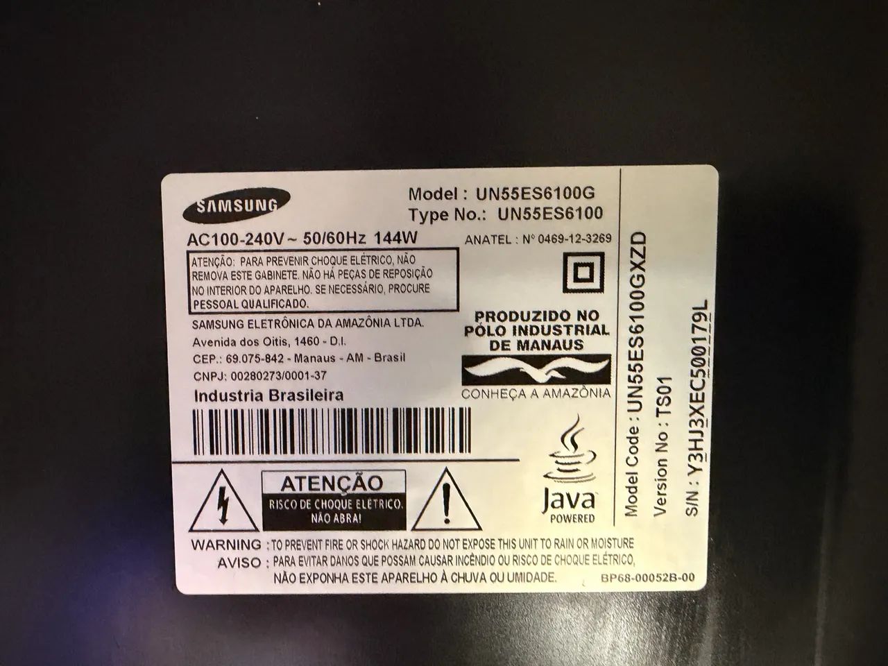 DEFEITO - televisor 55? Samsung 