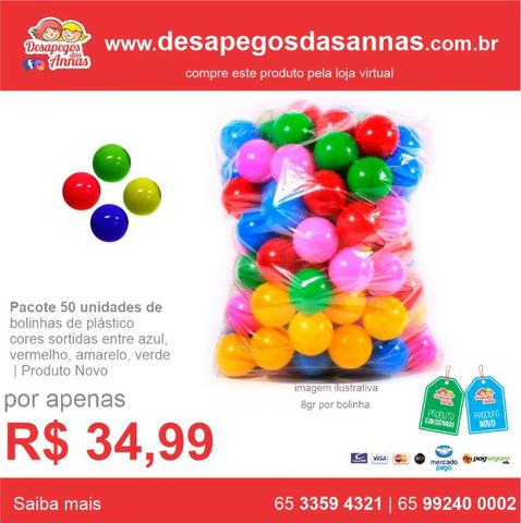 Pacote com 50 Bolinhas de Plástico para Piscina em Cores Sortidas Produto Novo