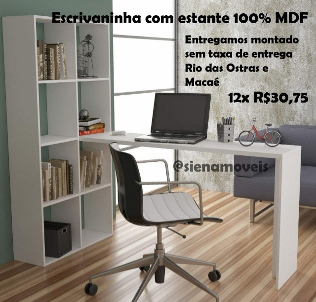 Escrivaninha com estante de nichos