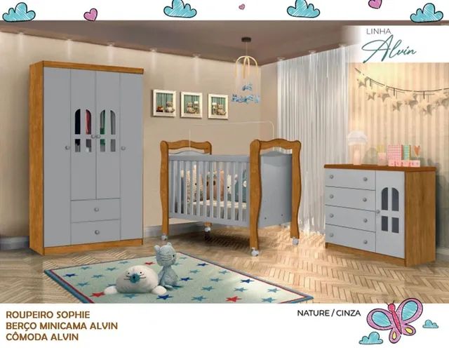Quarto infantil roupeiro cômoda berço 