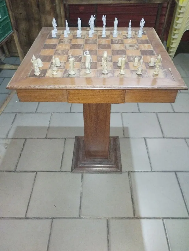 Tabuleiro para xadrez/dama em mármore acompanha pequeno