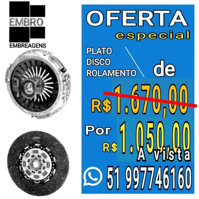 EMBREAGEM KIT PLATO/DISCO E ROLAMENTO DO CAMINHÃO VW E CARGO  - Foto 2