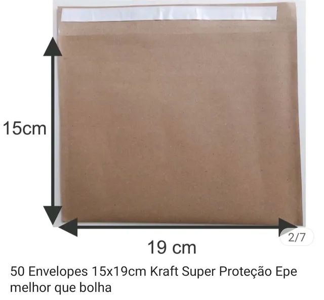 Caixa com 50 Envelopes 15x19cm Kraft Super Proteção Epe