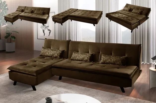 Sofá Cama Milano Marrom Até 12x - Frete Grátis