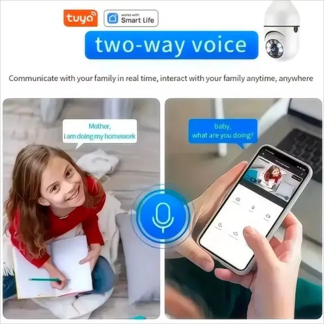 Câmera Lâmpada Wifi Tuya, Segurança Residencial,  Baba Eletrônica - Foto 6