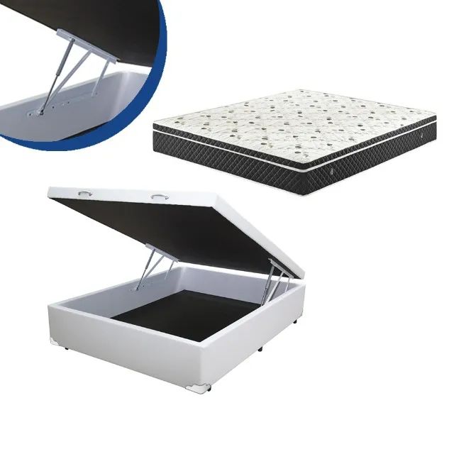 Combo: Box Baú + Colchão Molas 24cm - Pronta Entrega 