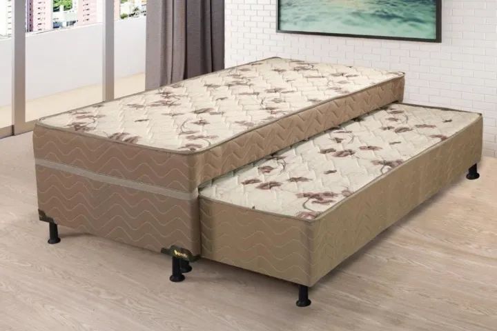 Colchobox Solteiro com Auxliar Açucena, Côr Bege, da EcoTec,