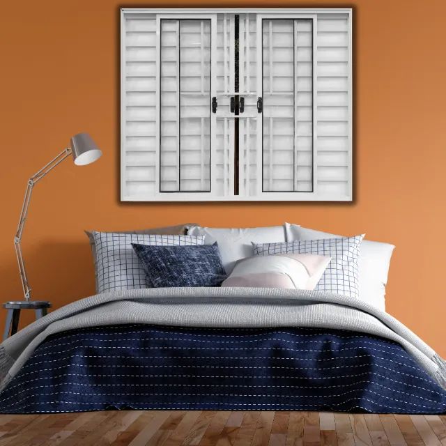 Veneziana Seis Folhas de Alumínio Branco (Com Grade) - Foto 2