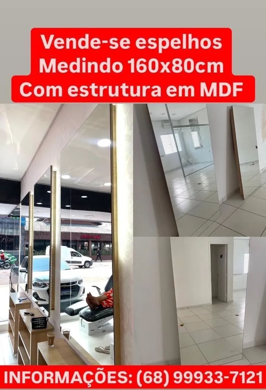 Espelhos 160x80cm com estrutura em MDF