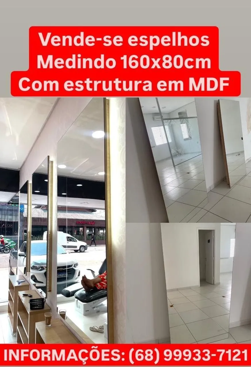 Espelhos 160x80cm com estrutura em MDF