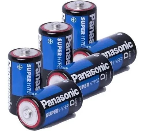 06 Pilhas D Grande Comum Zinco Carvão Panasonic 3 Cartelas