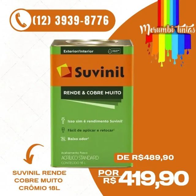 SUVINIL TINTA CROMIO RENDE COBRE MUITO 16L