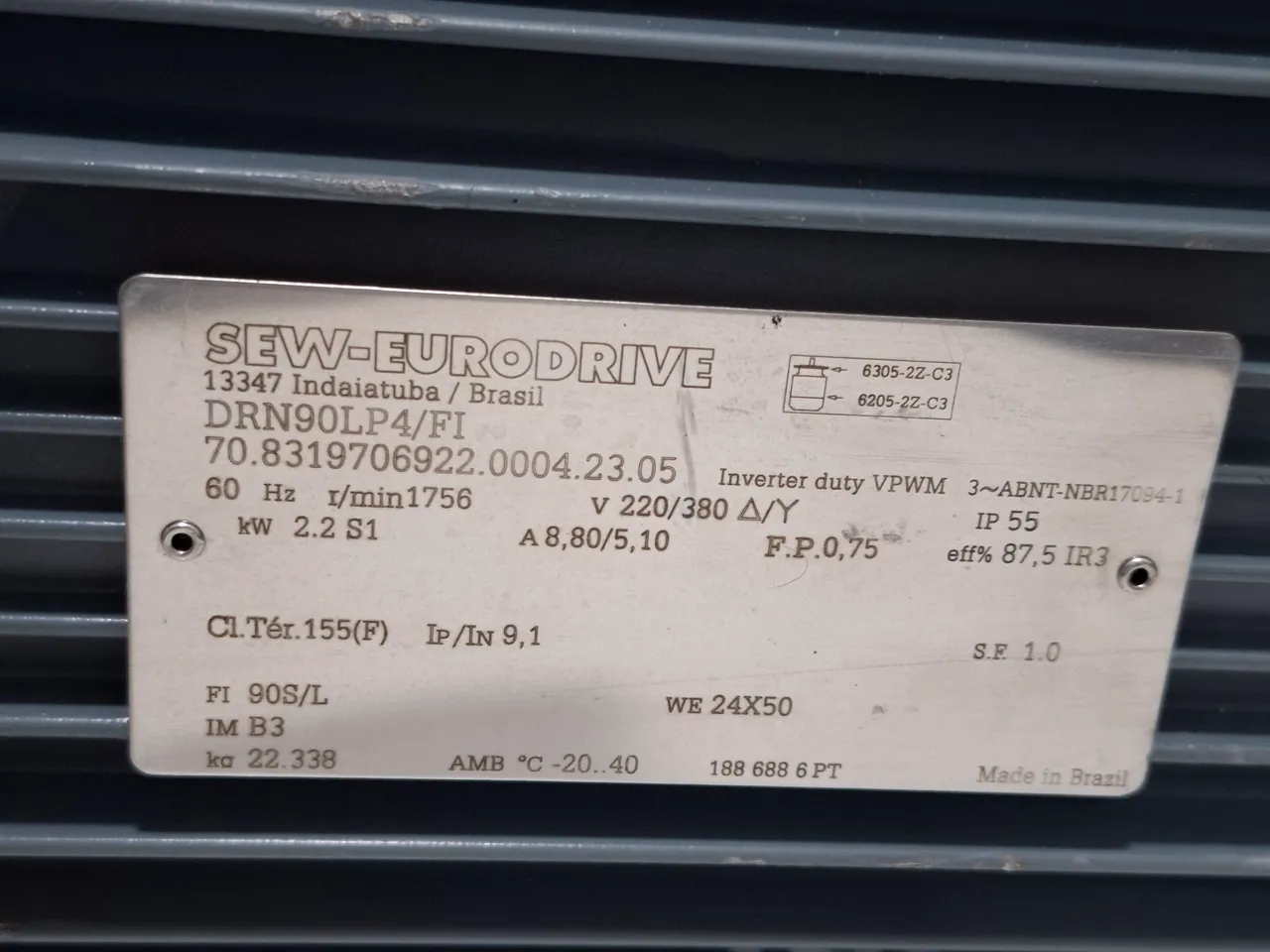 Motor Elétrico SEW , 2.2 kw(3 cv) ,1700 rpm , Tensão 220/380