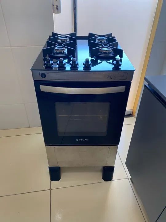 Fogão  Atlas inox mesa de vidro 