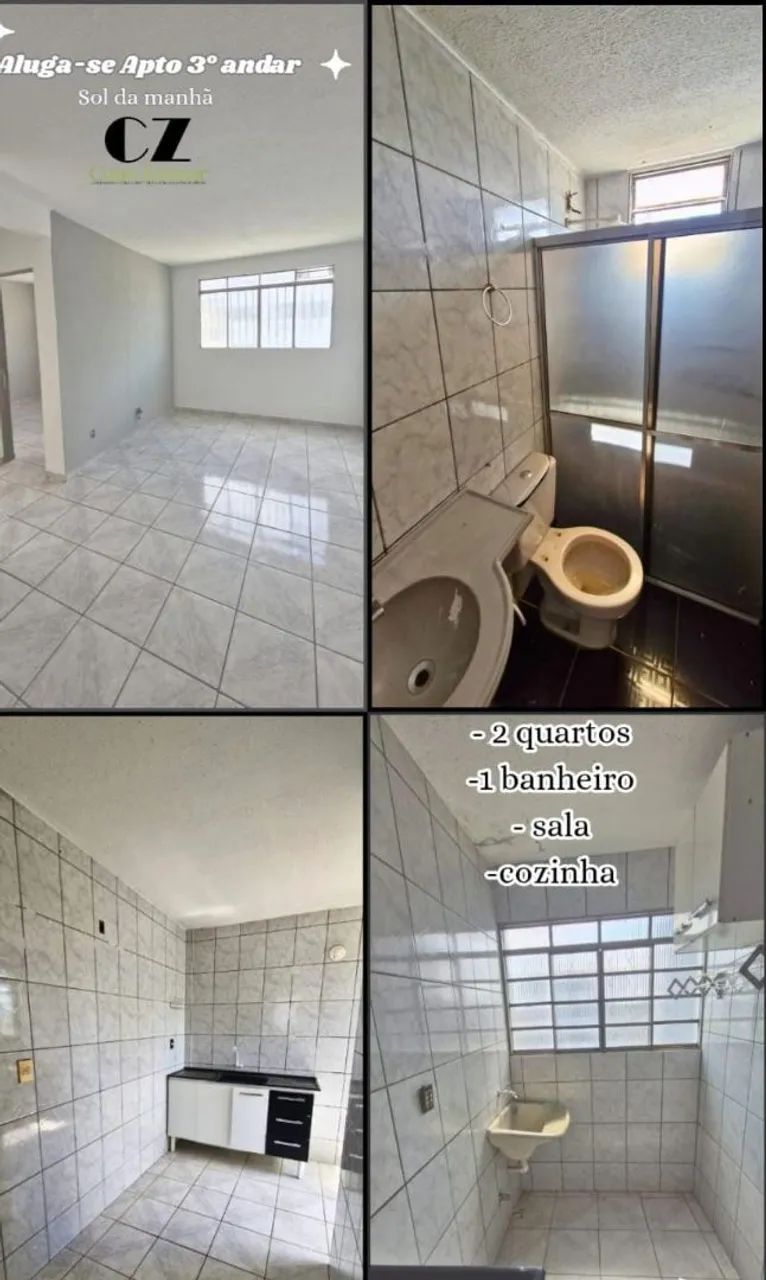 Apartamento 2/4, sala, conzinha, banheiro e lavanderia
