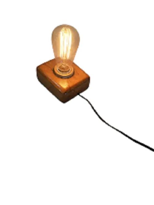 Abajur de mesa, Cubo de Madeira Maciça,   E27 Cabo 1,20m - Foto 4