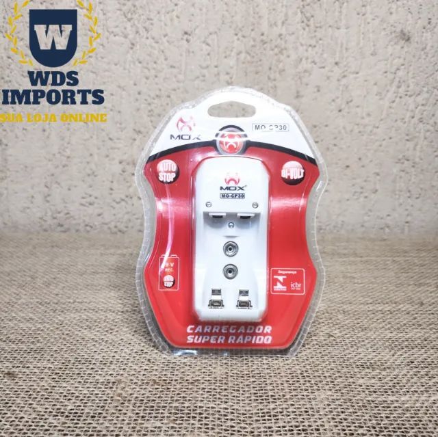 Carregador de 2 Pilhas Com Aa Aaa e 9v Mox Cp-30