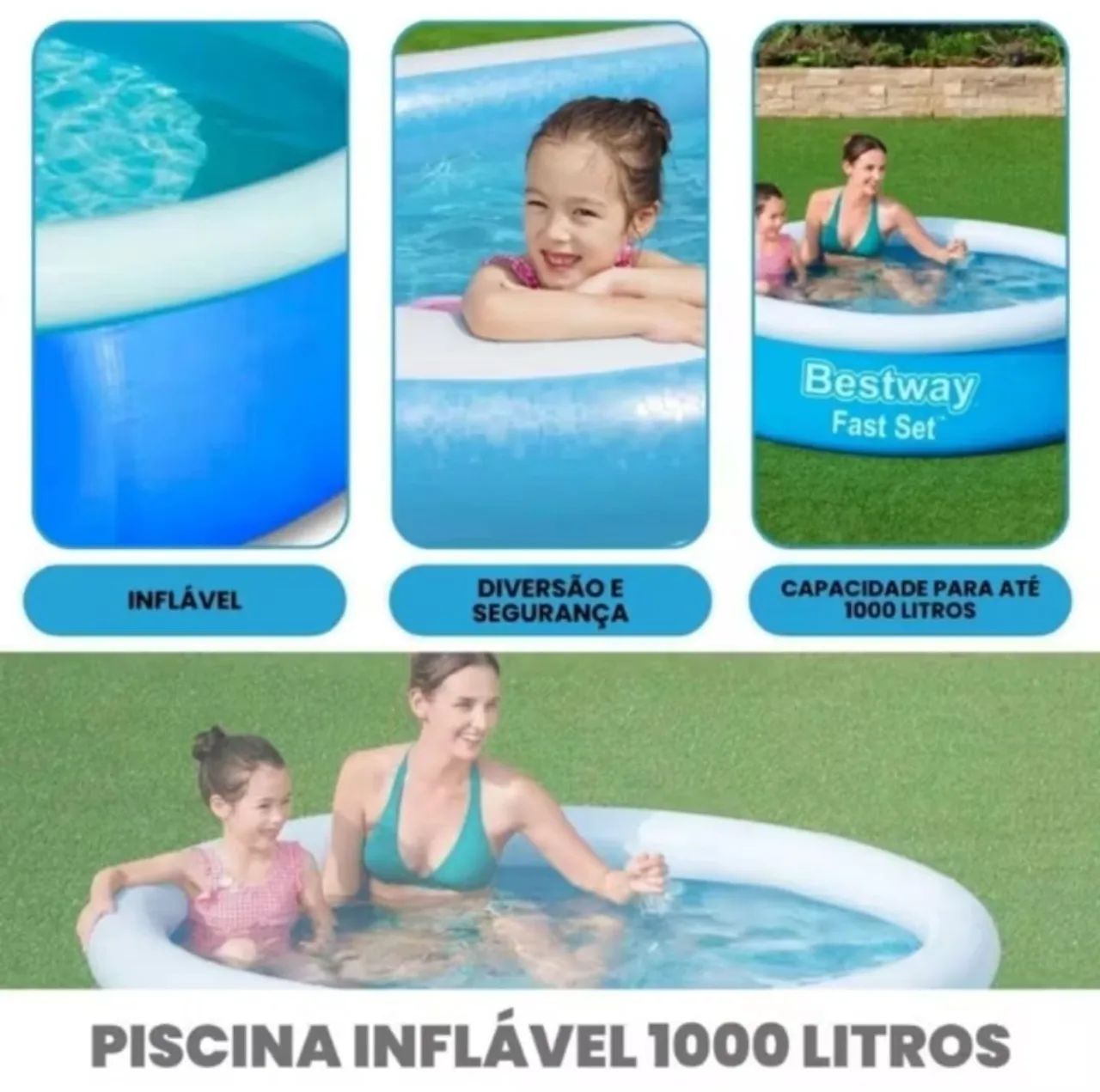 piscina 1000 litros inflável - Foto 5