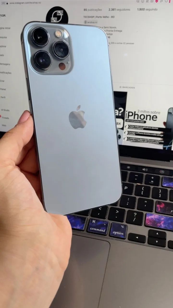 iPhone 13 Pro Max de 128gb Azul semi novo.  - Foto 2
