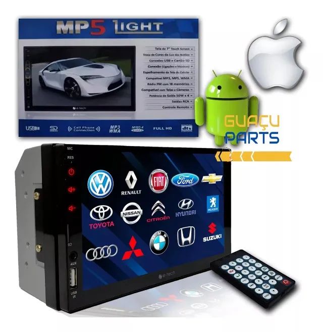 Multimidia com Apple Carplay - Android Auto 2 Din 7 Pol. Universal  - Foto 2